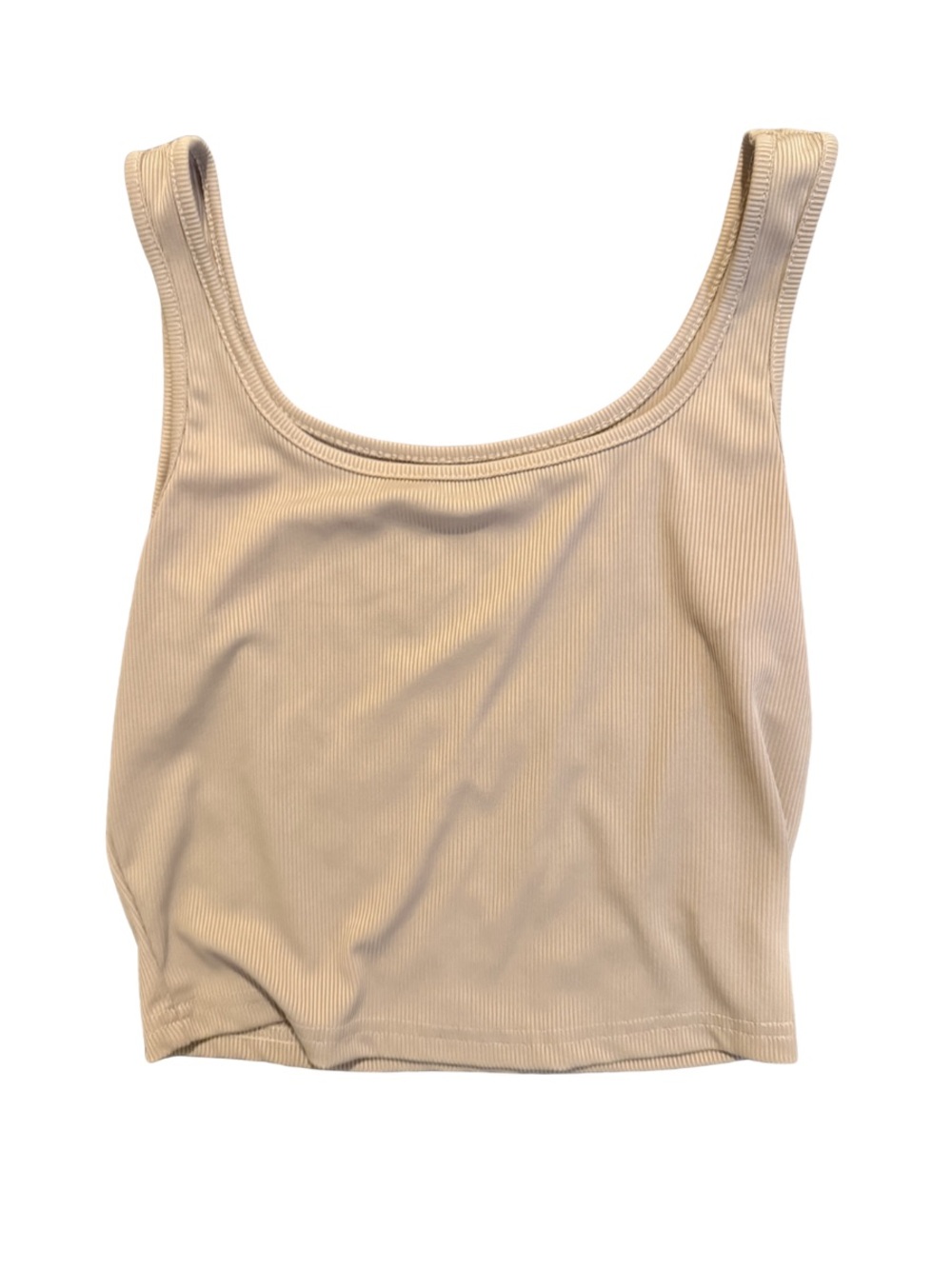 Ribbed Tank Crop Top in Beige
